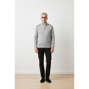 XRAY JEANS Mens Pullover Sweater 1/4 Zip Mock Neck Light‎ Grey Marble Size L NWT